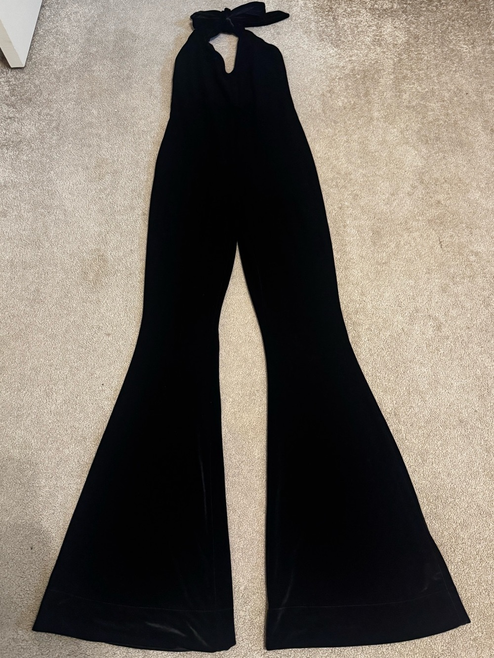Show Me Your MuMu Black Halter Tie-Neck Flared Jumpsuit